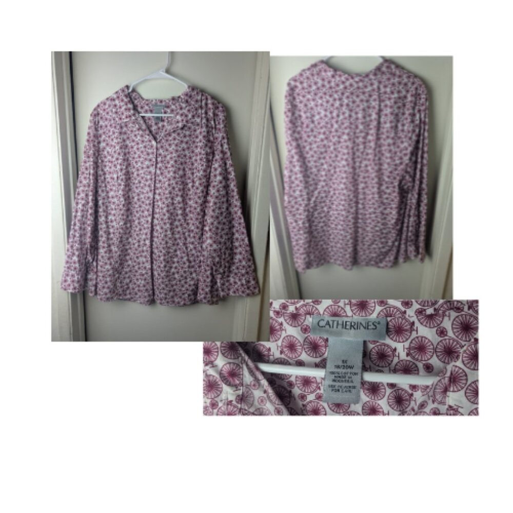 Catherines PLUS Siz 1 X 18/20W Cotton bicycle pattern blouse